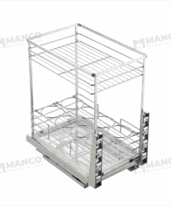 Giá Gia Vị Nan Dẹt Inox 304 Ray Âm Giảm Chấn