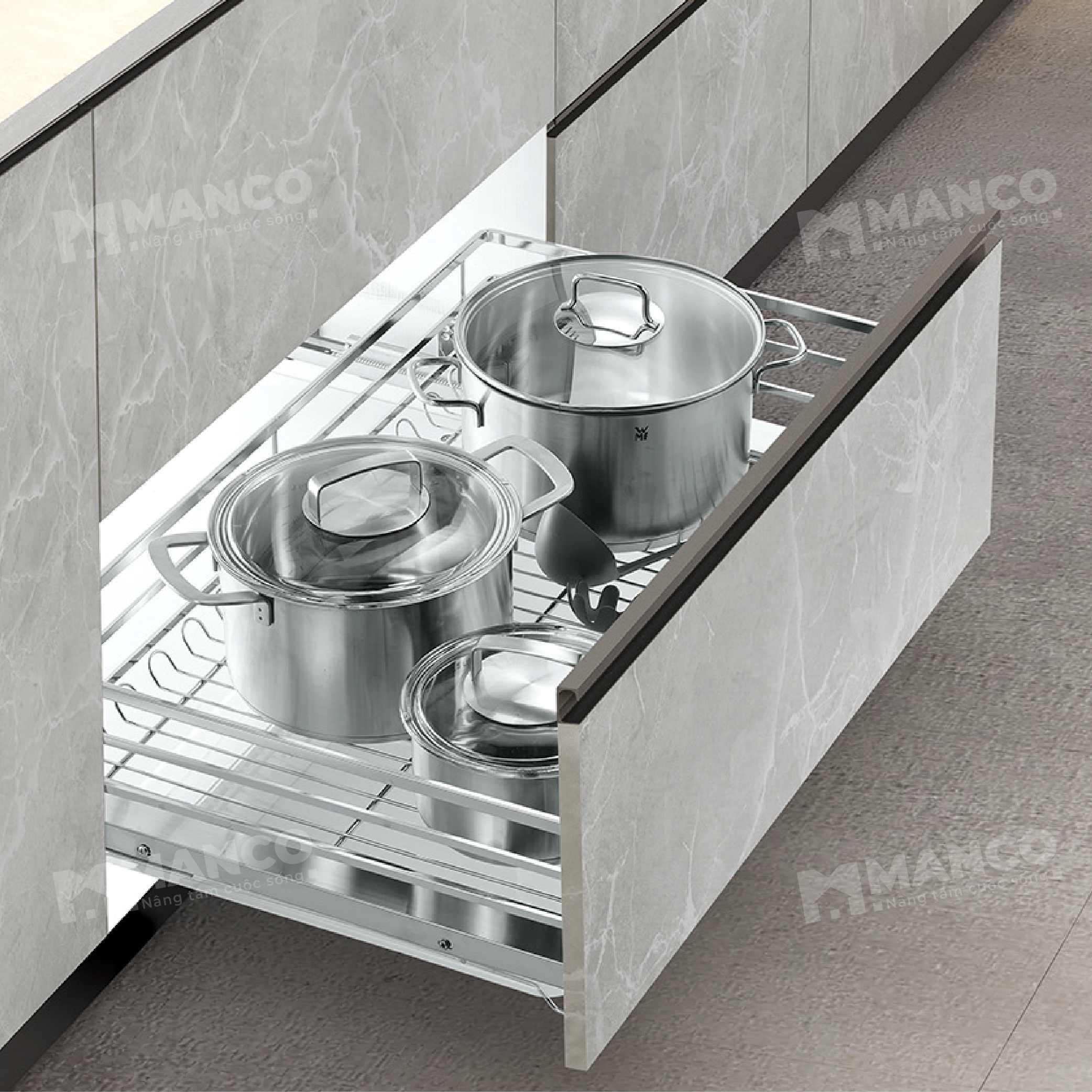 sắp xếp xoong nồi, giá xoong nồi inox
